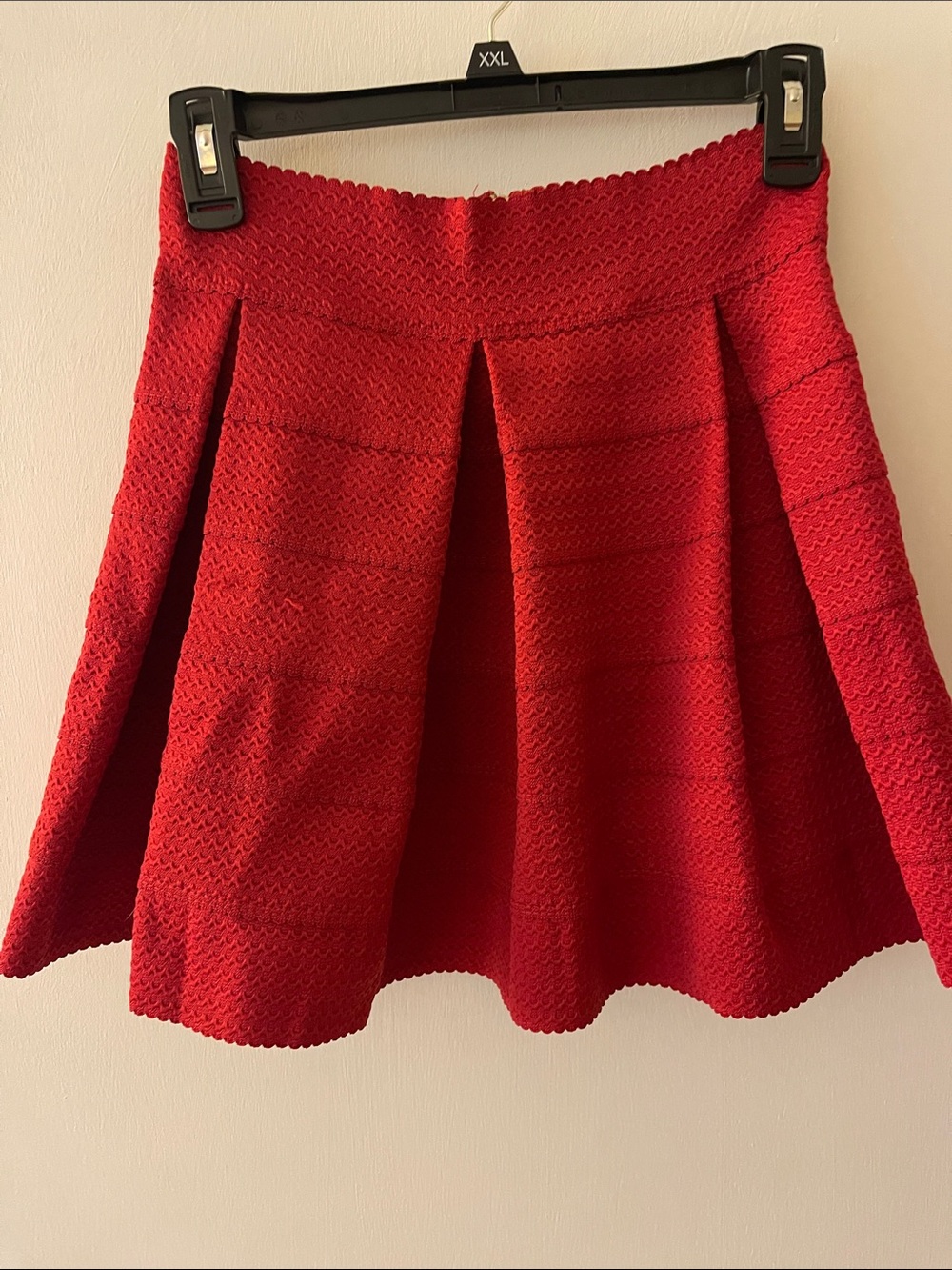 Touch Me Red Pleated Textured Skirt